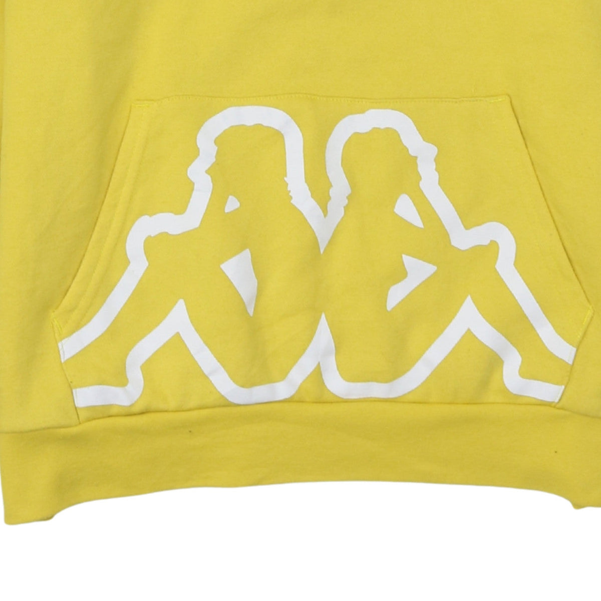 Kappa Men's Yellow Pullover Hoodie Small Logo Graphic Fleece