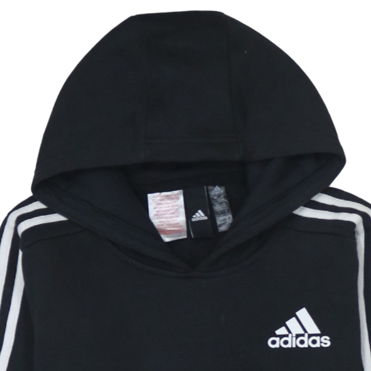 Adidas Boys Black Pullover Hoodie 11-12 Years Classic Three Stripes