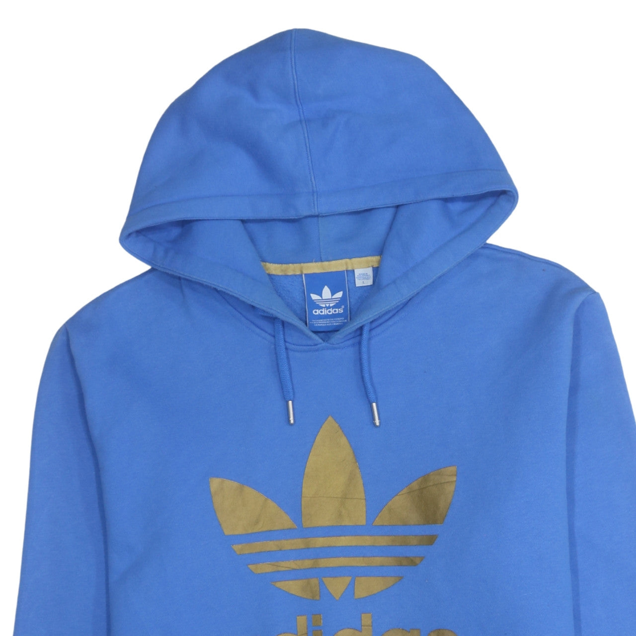 Adidas Men Blue Pullover Hoodie L Logo Graphic Sportswear