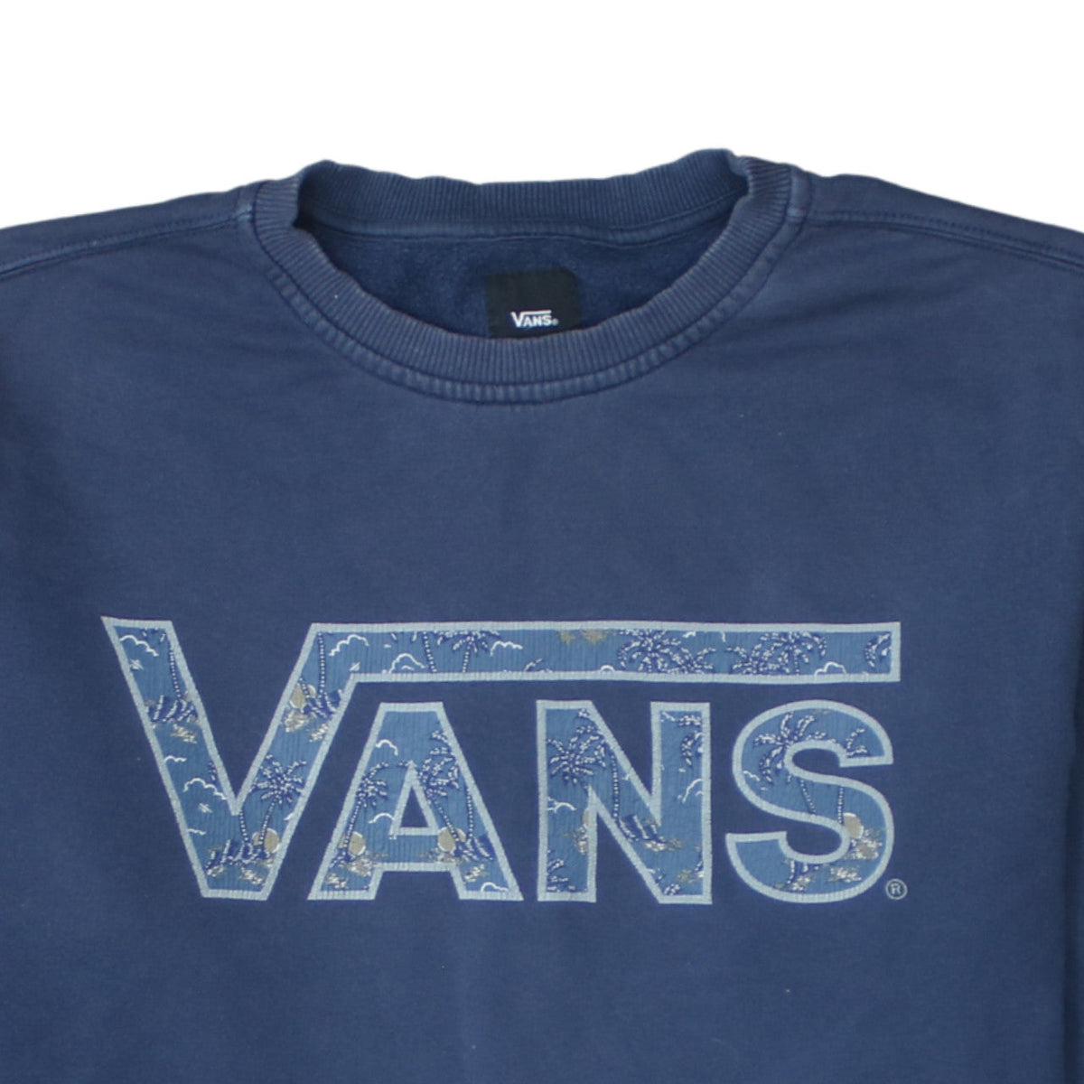 Vans Mens Blue Crew Neck Pullover Sweatshirt Size L Graphic Print