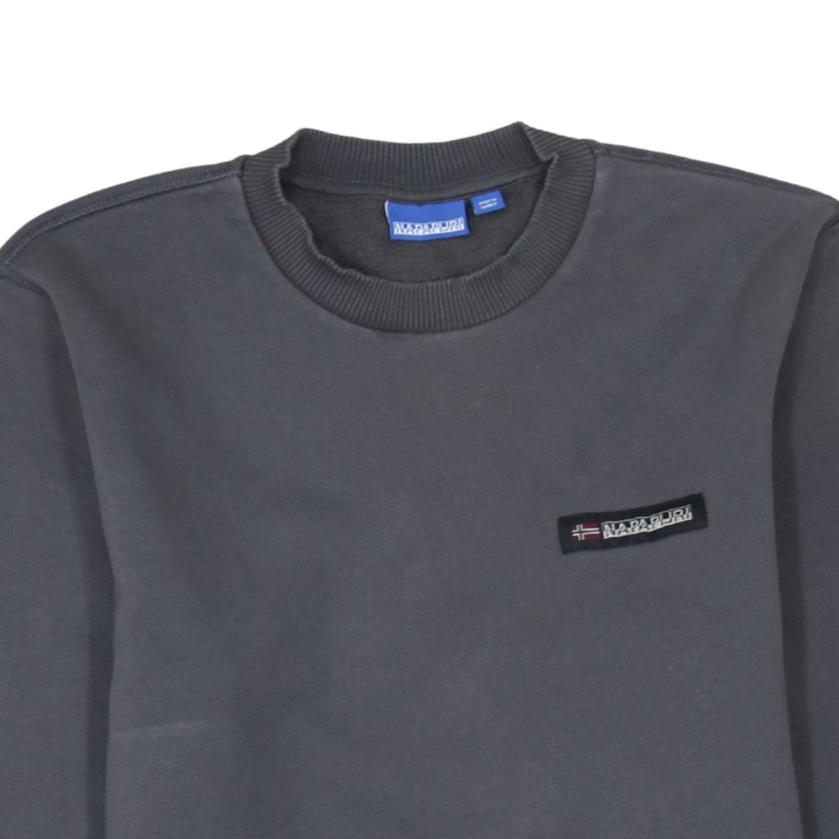 Napapijri Men’s Grey Crew Neck Sweatshirt Size S Logo Pullover