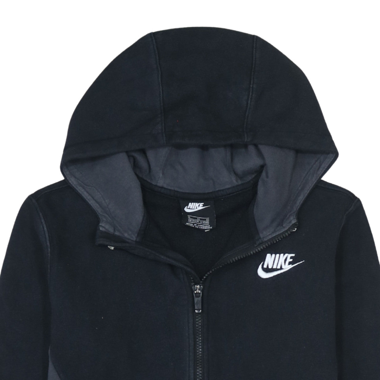 Nike Boys Black Full Zip Hoodie XL 13-15 Years Cotton Blend