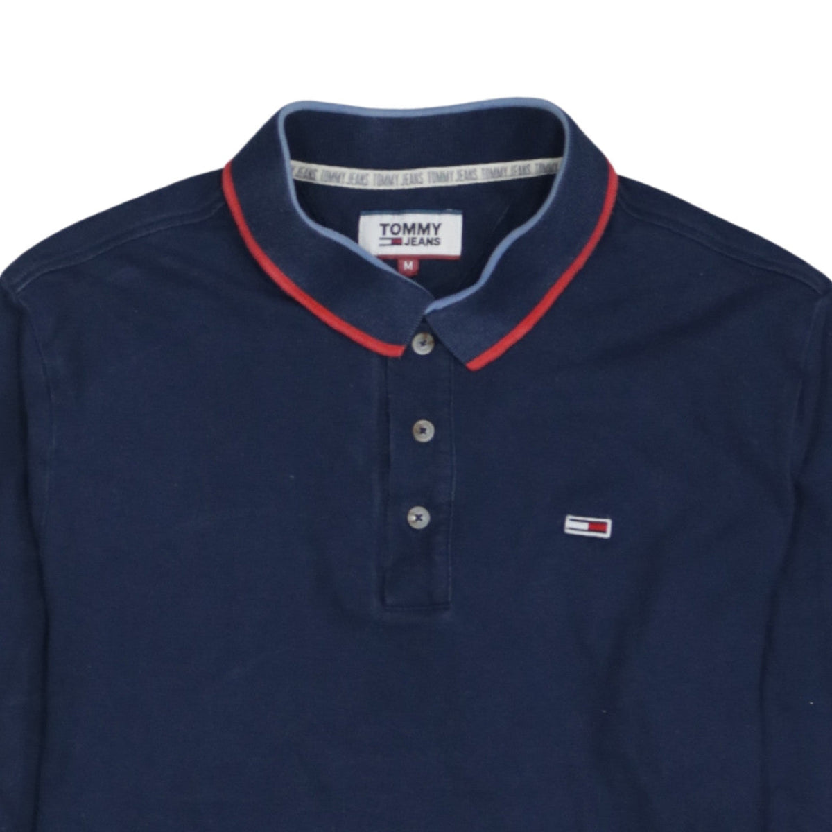 Tommy Jeans Men's Navy Long Sleeve Polo Shirt Size M