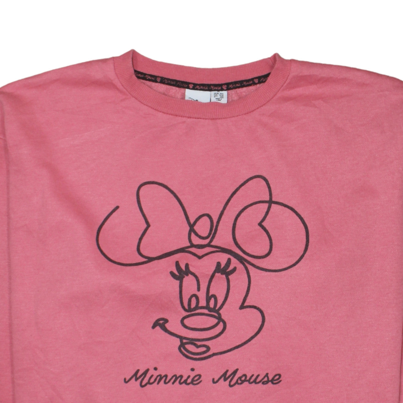 Disney Women Pink Minnie Mouse Sweatshirt XL Crew Neck Pullover