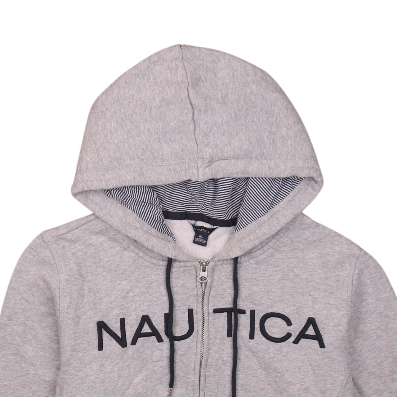 Nautica Women's Grey Full Zip Hoodie XL Cotton Blend Logo Casual