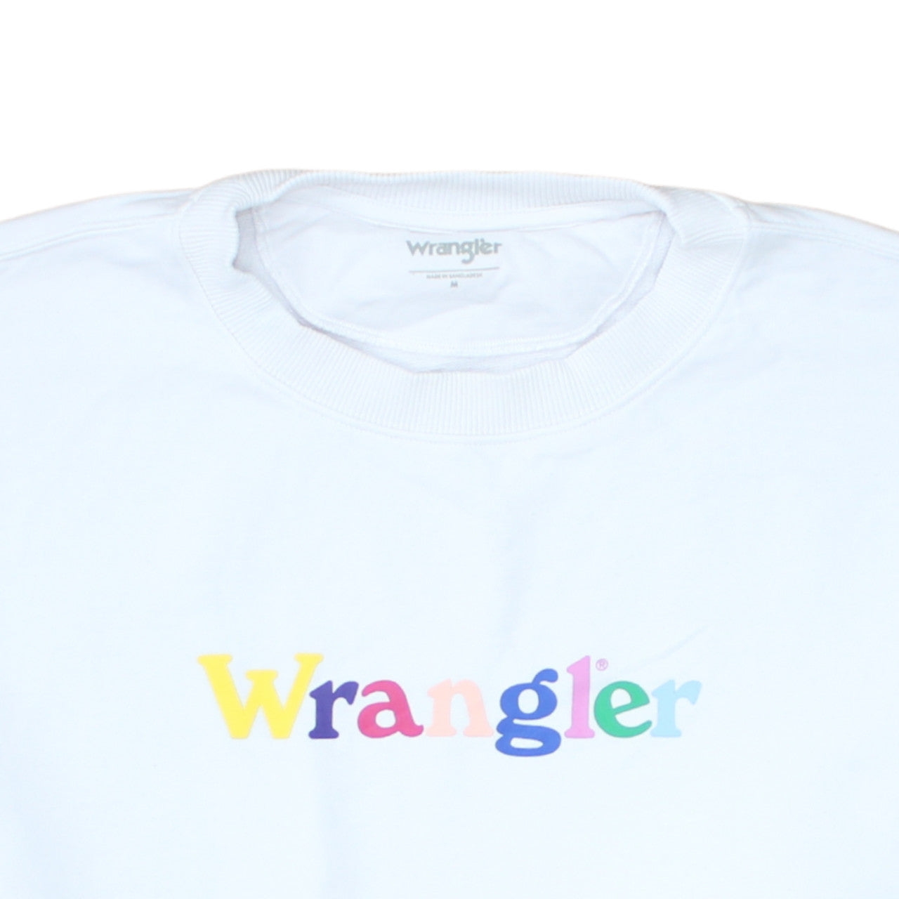 Wrangler Men’s White Logo Crew Neck Cotton Sweatshirt M