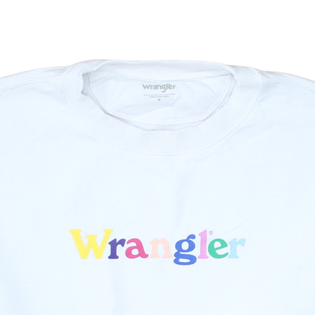 Wrangler Men’s White Logo Crew Neck Cotton Sweatshirt M