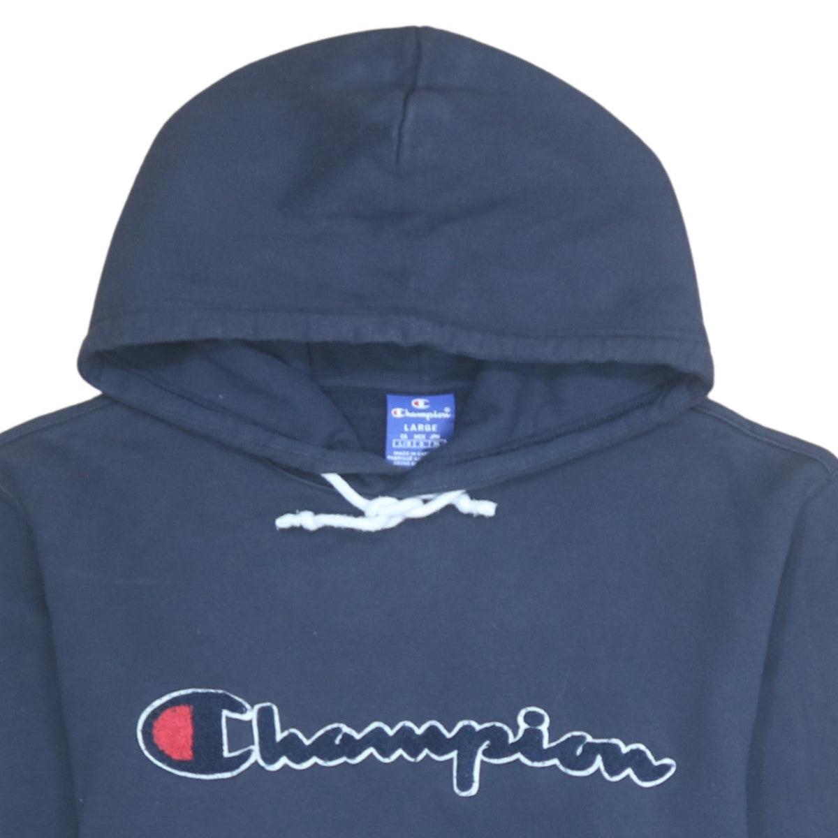 Champion Men's Blue Pullover Hoodie Large Embroidered Logo Cotton
