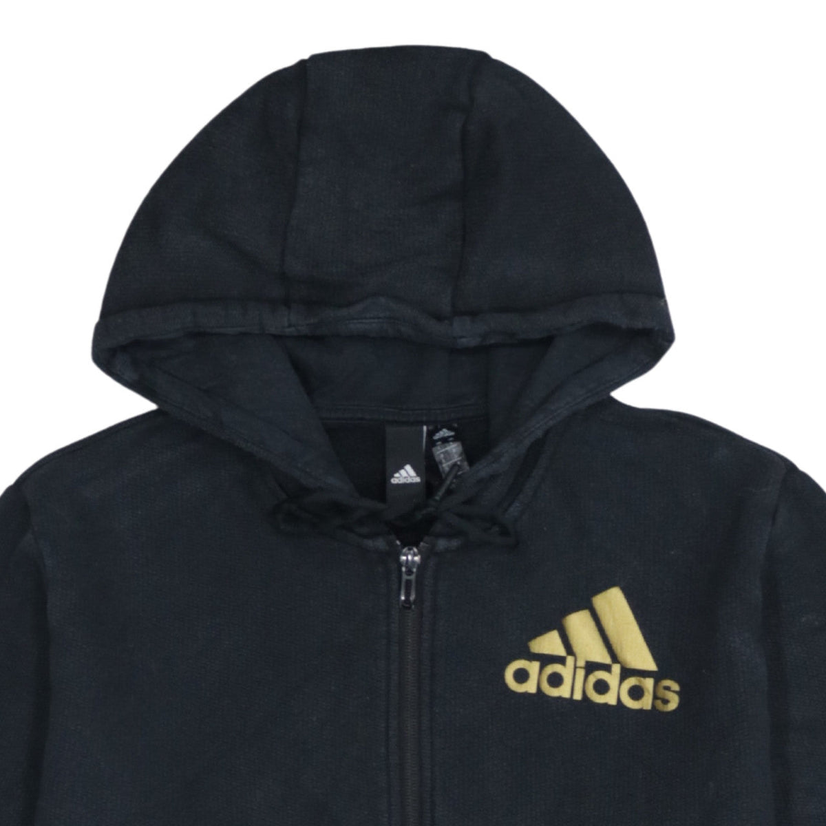 Adidas Men's Black Gold Logo Full Zip Hoodie Size L