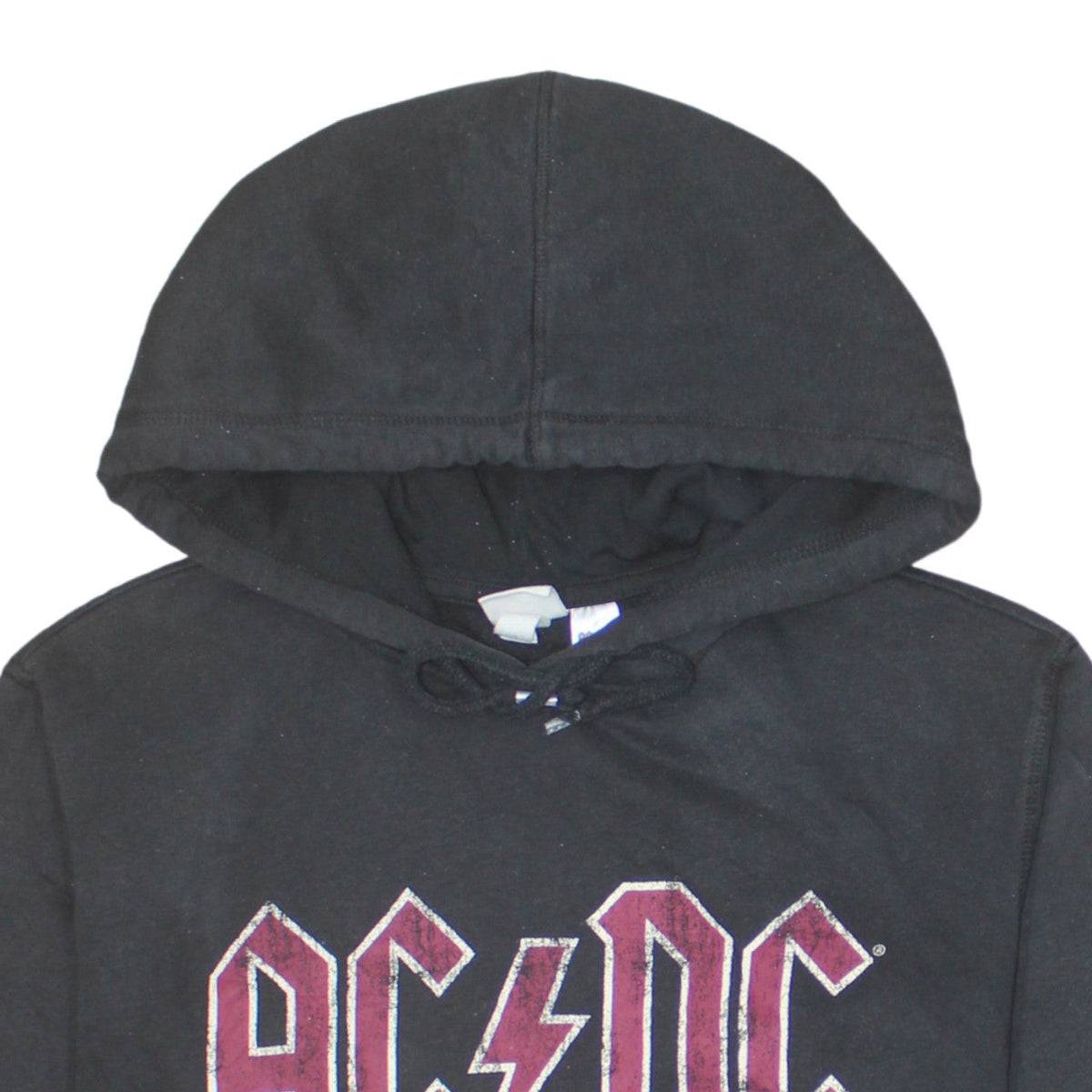 H&M L.O.G.G. Women Black AC/DC Hoodie Size S Cotton Blend Pullover