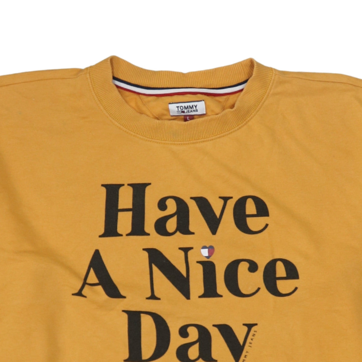 Tommy Jeans Mens Yellow Graphic Pullover Sweatshirt L Regular Fit