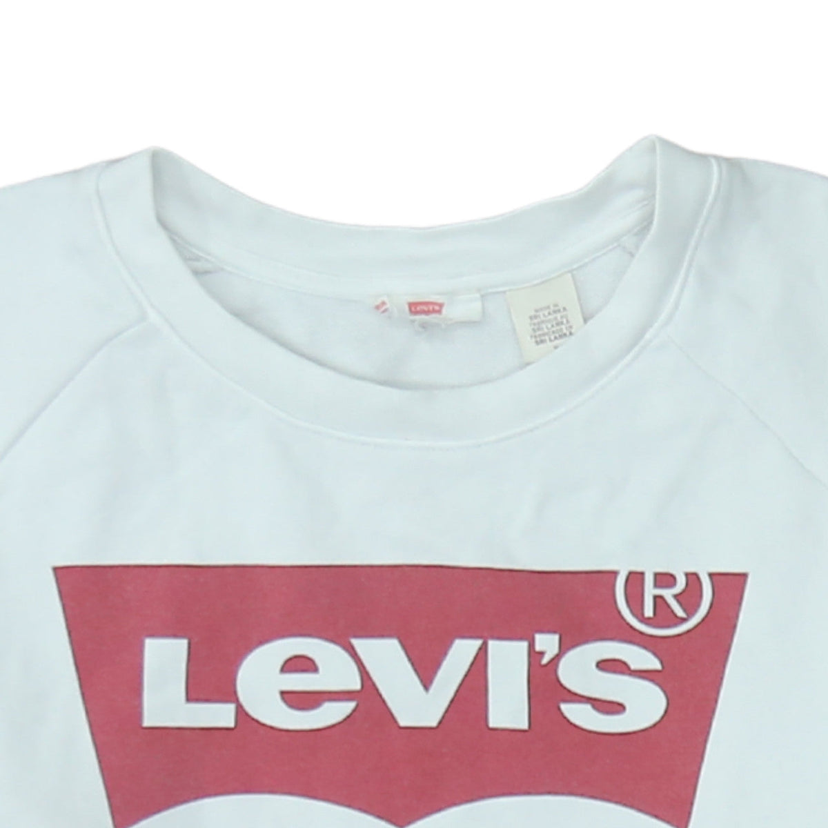 Levi's Womens White Logo Crew Neck Pullover Sweatshirt Size M
