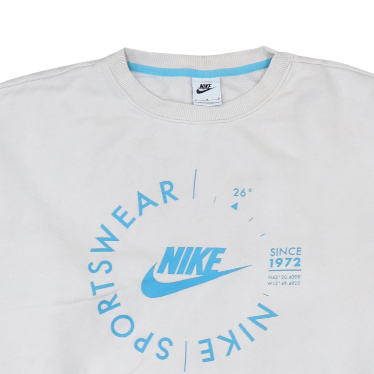 Nike Mens White Medium Pullover Crew Neck Graphic Sweatshirt