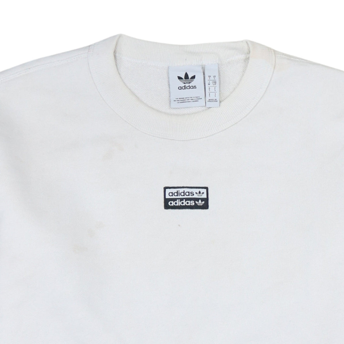 Adidas Men’s White Pullover Sweatshirt S Logo Crew Neck Sportswear