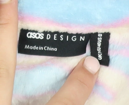 ASOS Design Women Beige Blue Pink 1/4 Zip Fleece Pullover UK 12