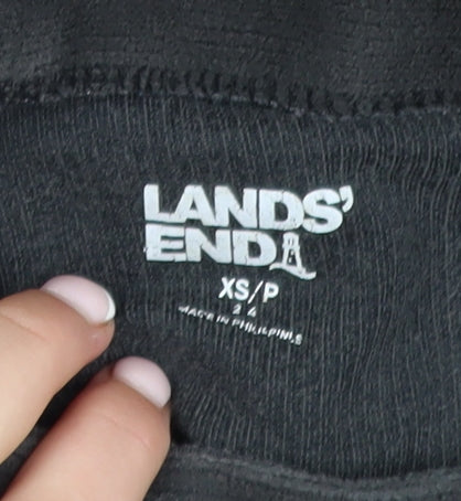 Lands' End Women Black Corduroy Ankle Leggings XS Cotton Blend