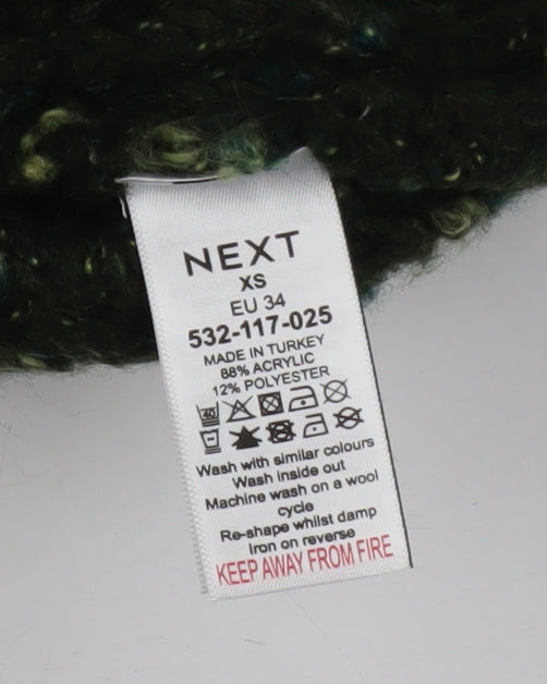 Next Womens Green Chunky Mock Neck Long Sleeve Pullover Jumper XS