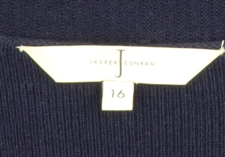 Jasper Conran Women’s Blue Knit Cardigan Size 16 Lightweight Open Front