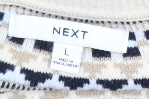 Next Womens Blue Fair Isle Knit Jumper L Long Sleeve Acrylic