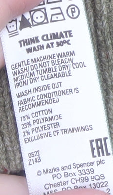 Marks & Spencer Women’s Green V-Neck Henley Knit Jumper Size 18