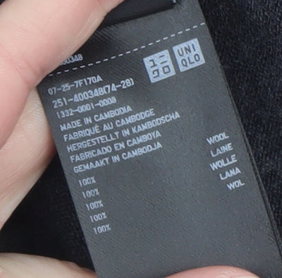 Uniqlo Women's Black Wool V-Neck Jumper M Long Sleeve Pullover