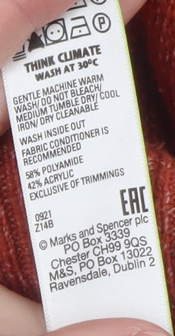 Marks & Spencer Men's Red Ribbed Knit Pullover Jumper Size M