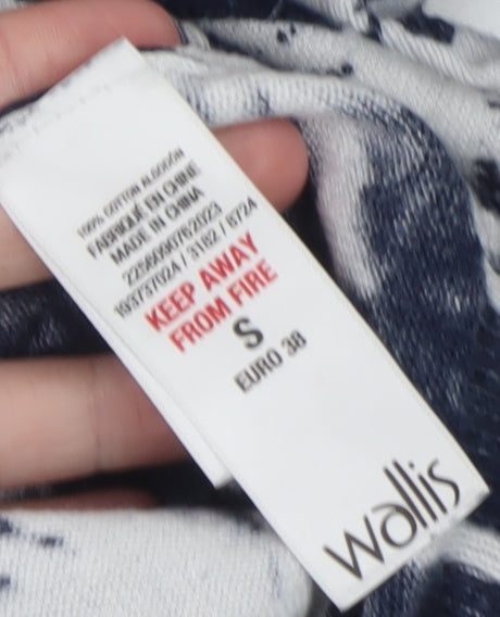 Wallis Womens Blue Palm Print Cotton 3/4 Sleeve Jumper Size S