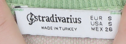 Stradivarius Women's Green Argyle Knit Sleeveless V-Neck Vest Size 8