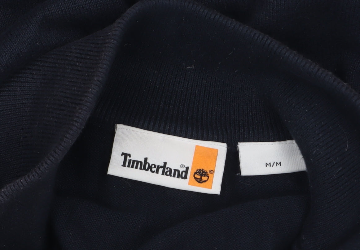 Timberland Men's Blue Cotton 1/4 Zip Jumper M Regular Fit