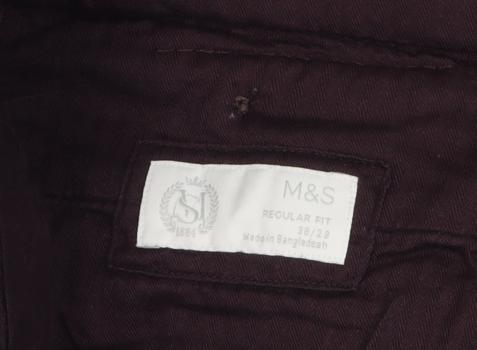 Marks and Spencer Men's Brown Corduroy Trousers 38/29 Regular Fit