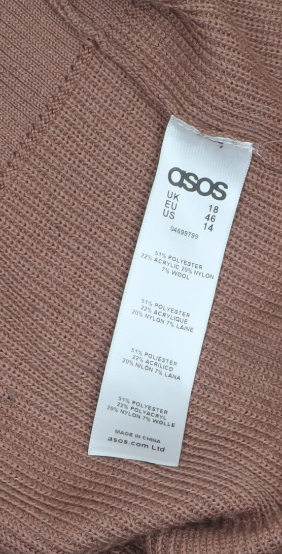 ASOS Women’s Brown Long Cardigan Size 18 Knit Open Front