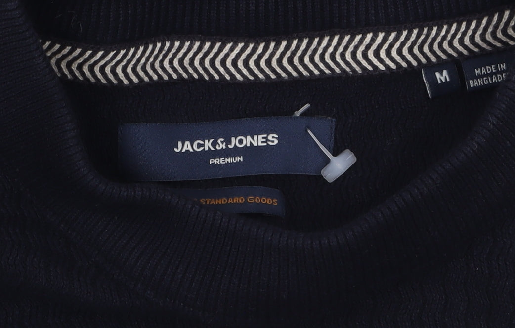 Jack & Jones Men's Black Cotton Crew Neck Pullover Jumper M