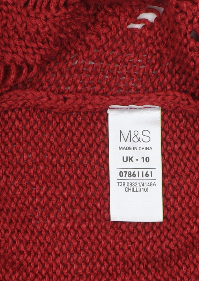 Marks and Spencer Women’s Red Open Knit Short Sleeve Cardigan Size 10