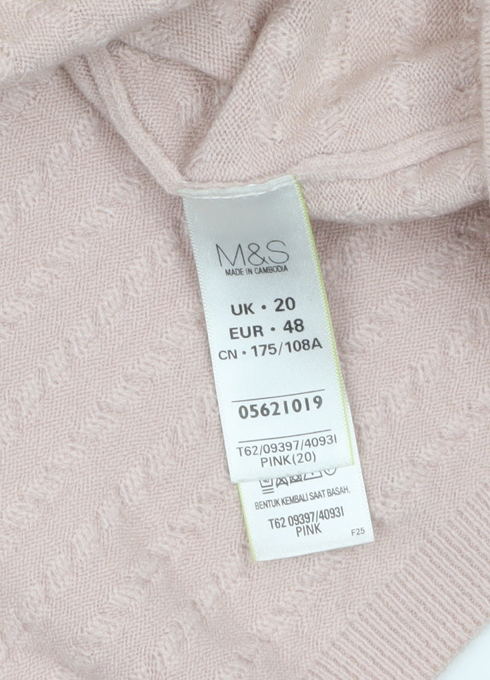 Marks & Spencer Women Pink Size 20 Crew Neck Acrylic Jumper