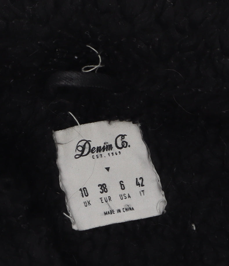 Denim Co. Women's Black Mid-Length Denim Jacket Size 10