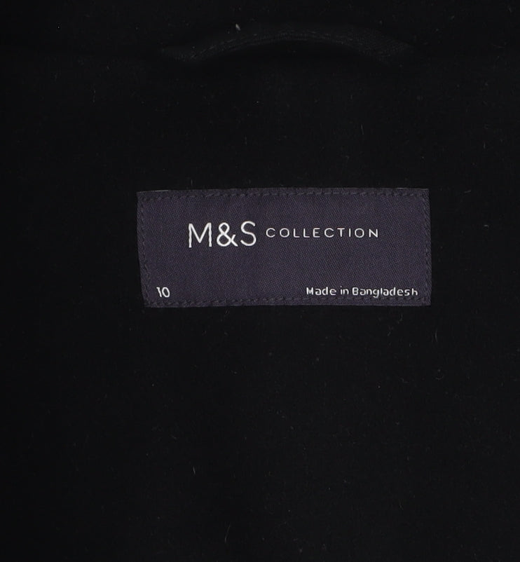 Marks and Spencer Women's Black Long Overcoat Size 10 Classic Style