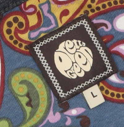 Pretty Green Men's Charcoal Cotton Crew Neck T-Shirt L Retro Paisley Trim