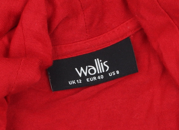 Wallis Women Red Wrap Long Sleeve Jersey Blouse Size 12