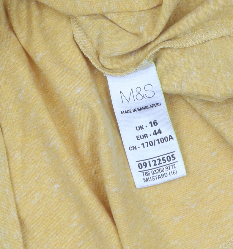Marks & Spencer Women's Yellow Long Sleeve V-Neck T-Shirt Size 16