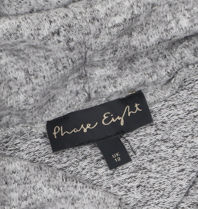 Phase Eight Women Grey Cowl Neck Long Sleeve Tunic Top UK 12