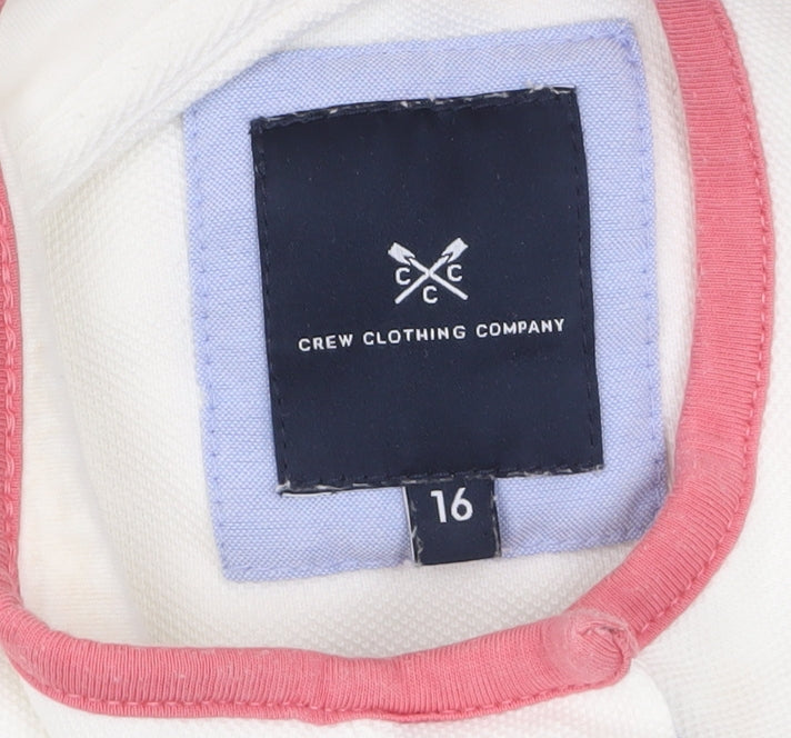 Crew Clothing Company Womens Cream Stripe 1/4 Zip Sweatshirt Size 16