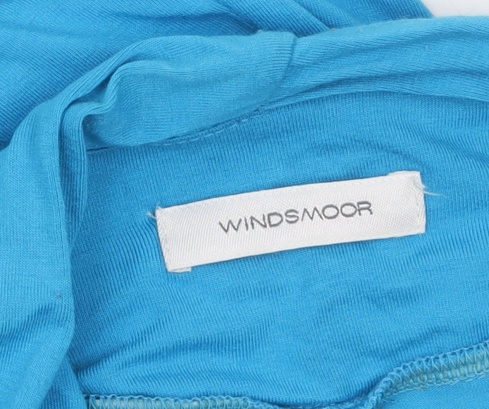 Windsmoor Women Blue Tunic Blouse S V-Neck Short Sleeve