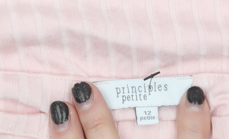 Principles Petite Women's Pink Boat Neck Long Sleeve Blouse Size 12