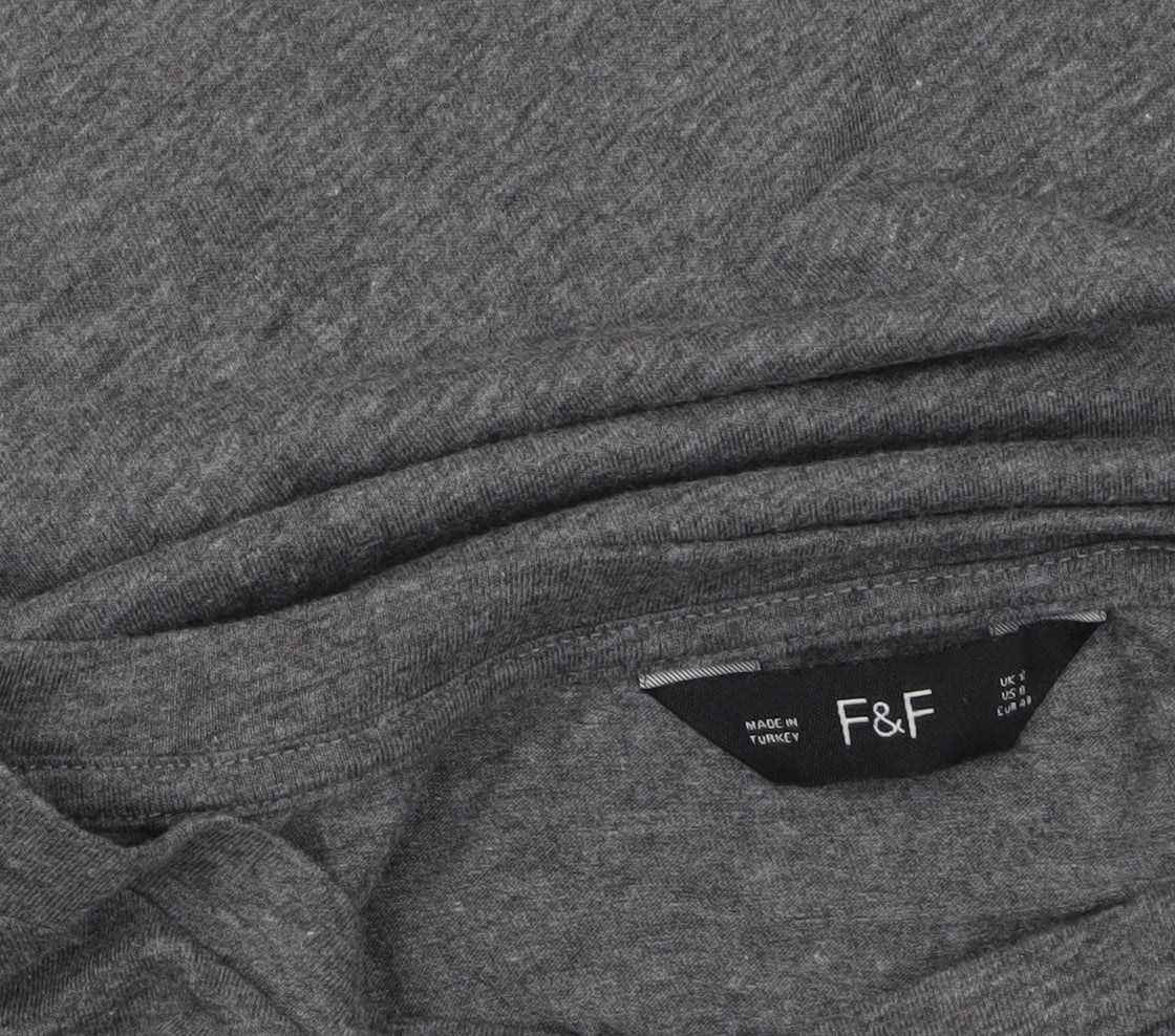 F&F Women’s Grey Rhinestone Star 3/4 Sleeve T-Shirt Size 12