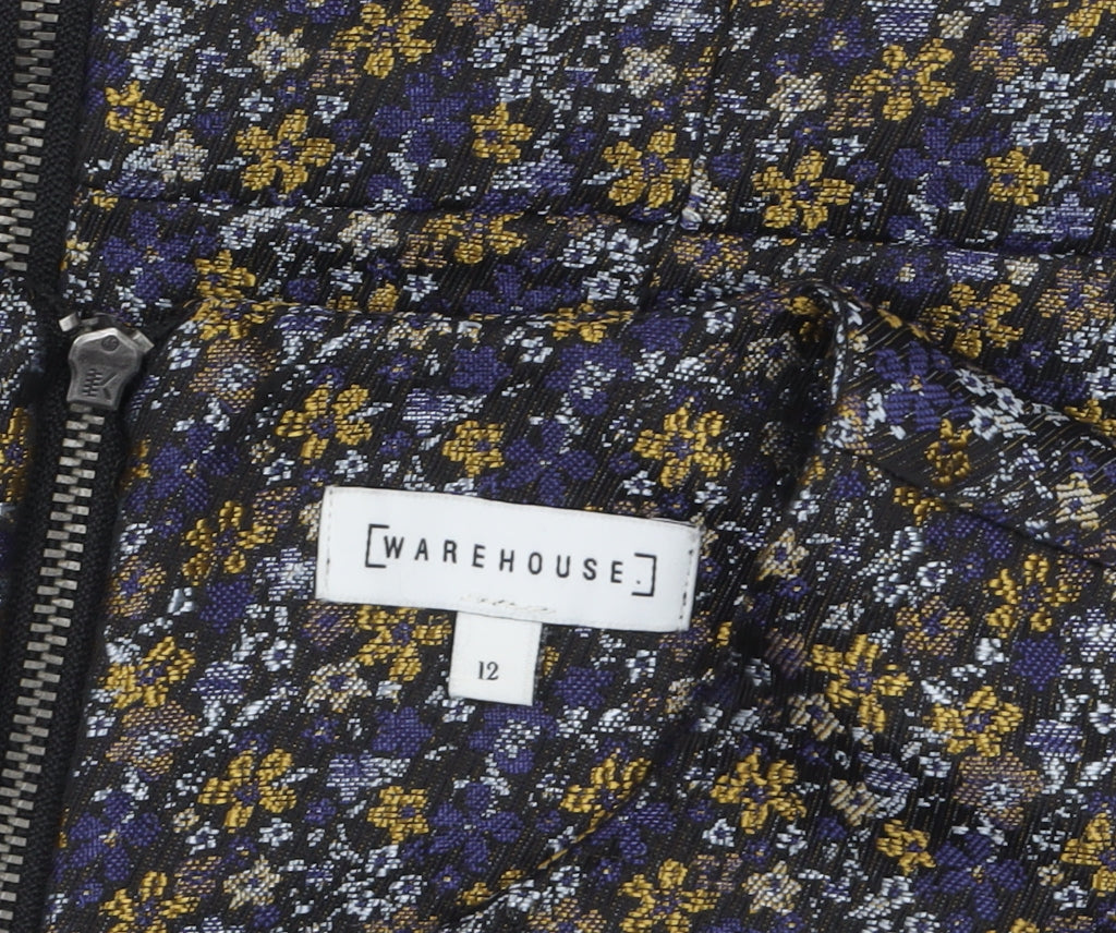 Warehouse Women’s Multicoloured Floral Jacquard Shift Dress Size 12