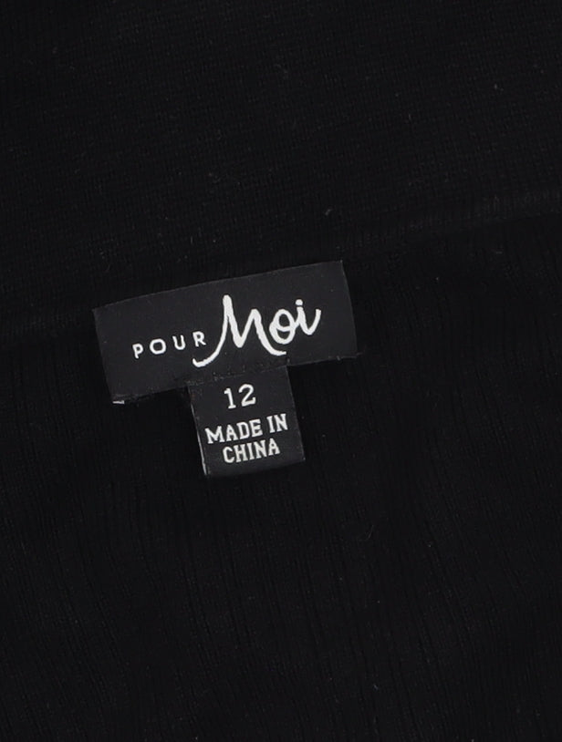 Pour Moi Women’s Black Collared Bodycon Knit Dress Size 12