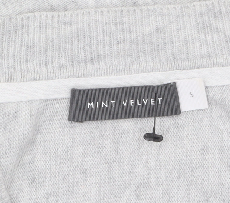 Mint Velvet Women's Grey V-Neck Relaxed Star Jumper Size S