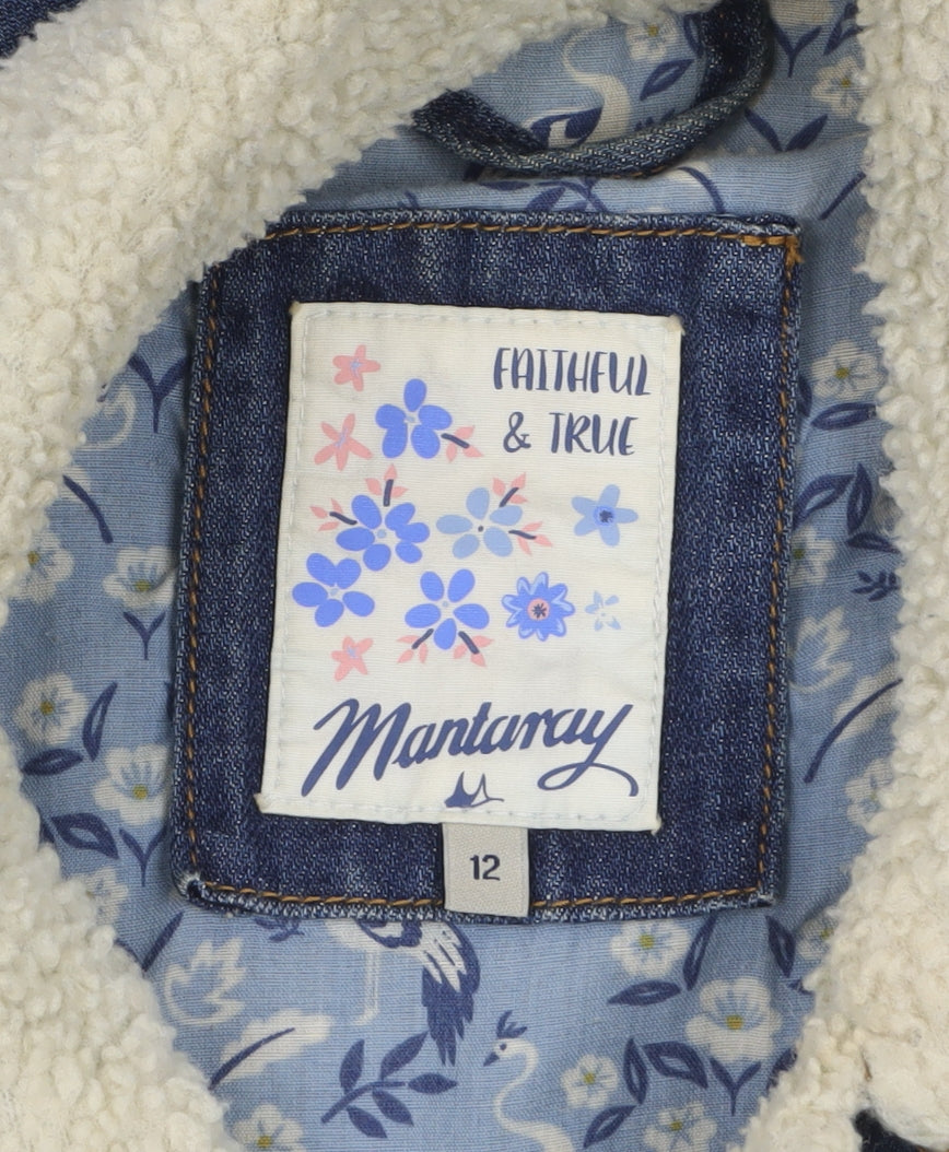 Mantaray Women Blue Denim Sherpa Lined Jacket Size 12