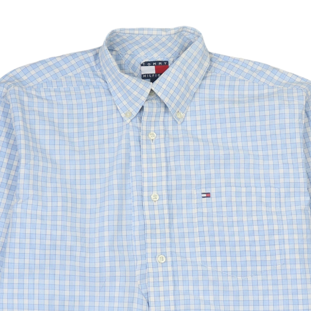 Tommy Hilfiger Men's Blue Check Button-Down Cotton Shirt M