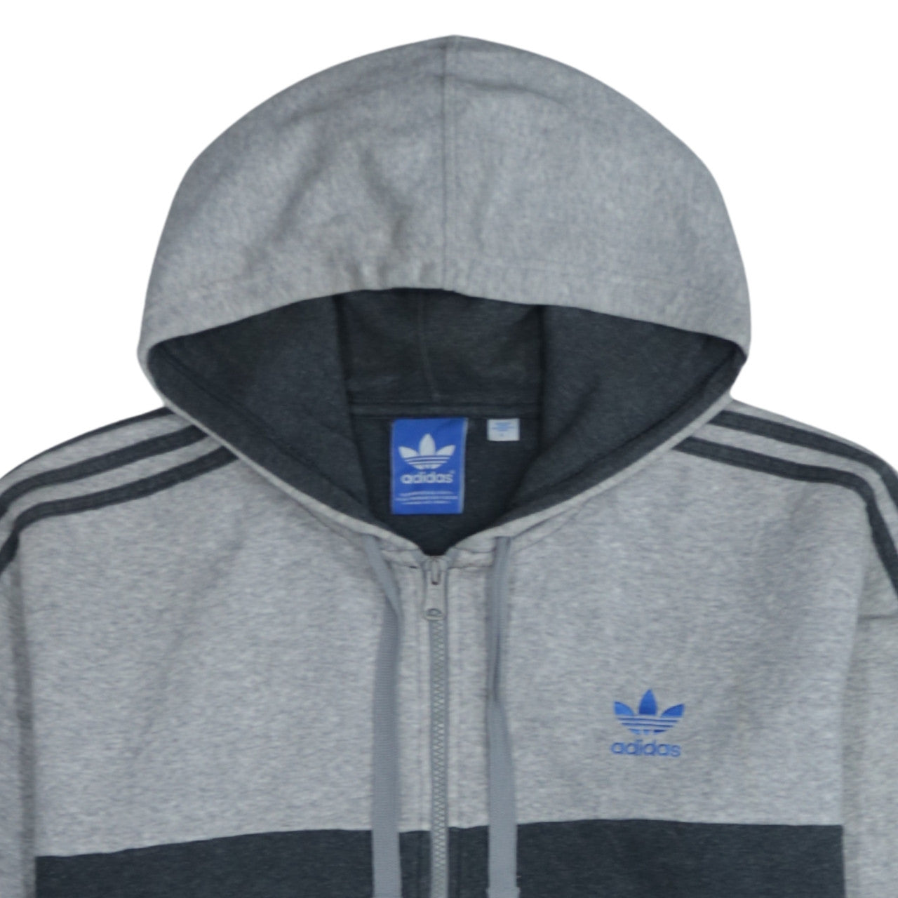 Adidas Mens Grey Full Zip Hoodie Size L Regular Fit Sportswear